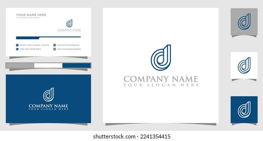 Logotipo de carta multilínea D con tarjeta profesional de presentación
