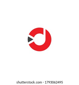 D music vector logo. D letter on the circle