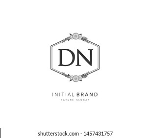D N DN Beauty vector initial logo, handwriting logo of initial signature, wedding, fashion, jewerly, boutique, floral and botanical with creative template for any company or business.