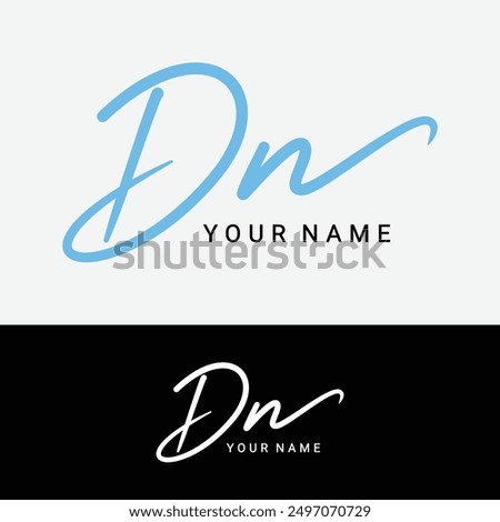 D, N, DN Initial letter logo. Alphabet DN Handwritten Signature logo
