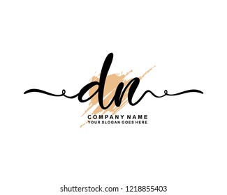 D N Initial Handwriting Logo Template