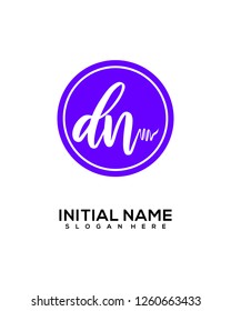 D N Initial Handwriting Logo Template Vector