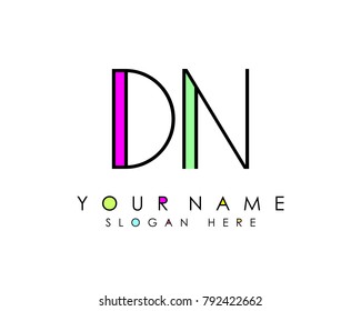 D & N initial minimalist logo template vector