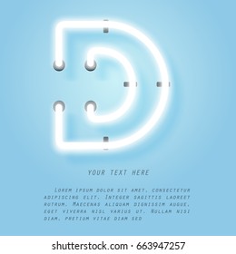 D, neon and alphabet lettering, vector art and illustration.