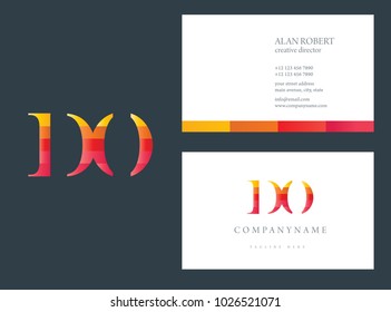 D & O multi color letter logo with business card template