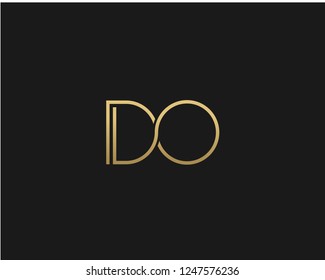 D O Unique Minimal Style golden and black color initial based logo