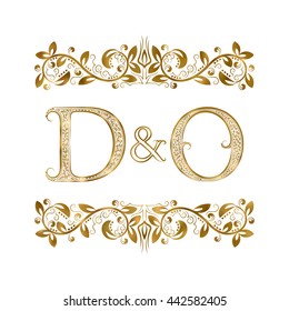 D and O vintage initials logo symbol. The letters are surrounded by ornamental elements. Wedding or business partners monogram in royal style.