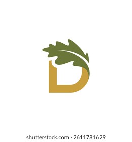 D Oak Leaf Tree Logo Design, Icon Graphic Emblem Illustration initial