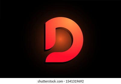 D orange black logo letter alphabet for company icon design. Suitable as a logotype for corporate or business
