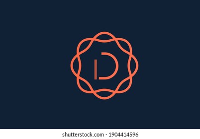 D orange monogram floral alphabet letter logo for company and business. Branding for corporate identity. Creative lettering icon for design