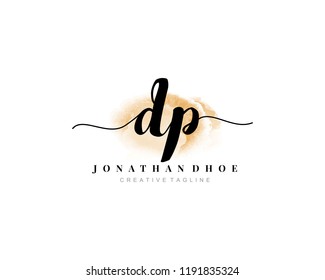 D P DP Initial watercolor logo on white background. Logo template vector
