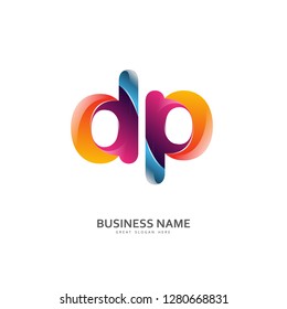D P DP Logo Letter Design Vector colorful glossy color. Design Template