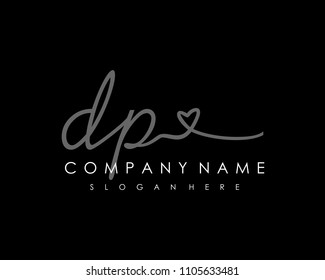 D P Initial handwriting logo vector
