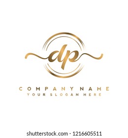 D P Initial handwriting logo vector