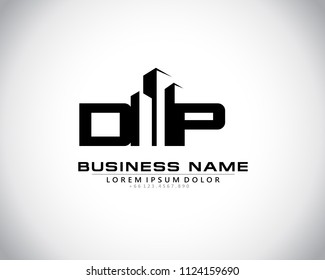 D P Initial logo concept with building template vector.