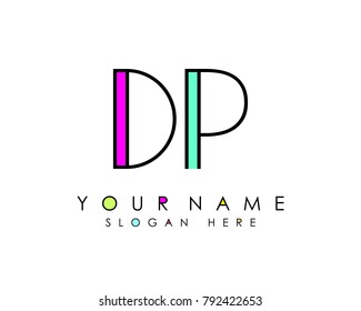 D & P initial minimalist logo template vector