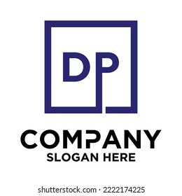 D P lettering with square design vector template