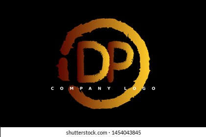 D P Logo. DP Letter Design Vector with gold color. grunge style