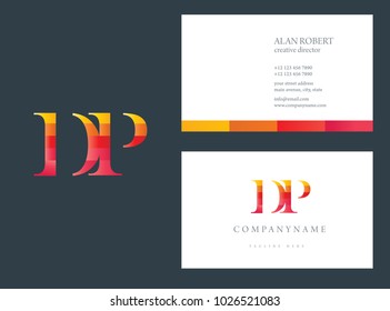 D & P multi color letter logo with business card template