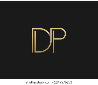 D P Unique Minimal Style golden and black color initial based logo