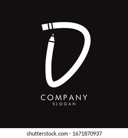 D Pencil logo sign vector