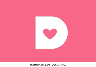 D pink love heart alphabet letter logo icon. Creative design for a dating site business or company