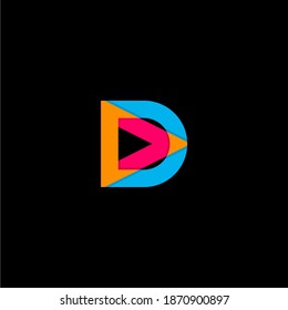 Diseño del logotipo de vídeo de reproducción en D