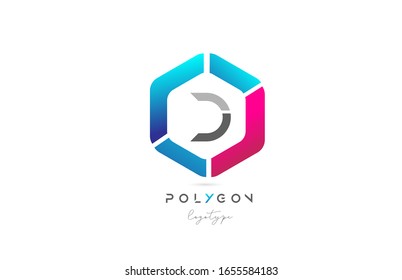 D letra del icono azul polgón azul azul icono letra logotipo diseño para empresas y empresas. Adecuado para un logotipo moderno