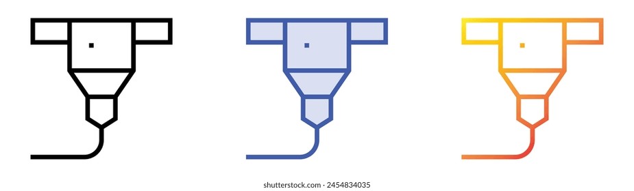 d icono de impresión. Diseño de estilo de relleno lineal, azul y degradado aislado sobre fondo blanco