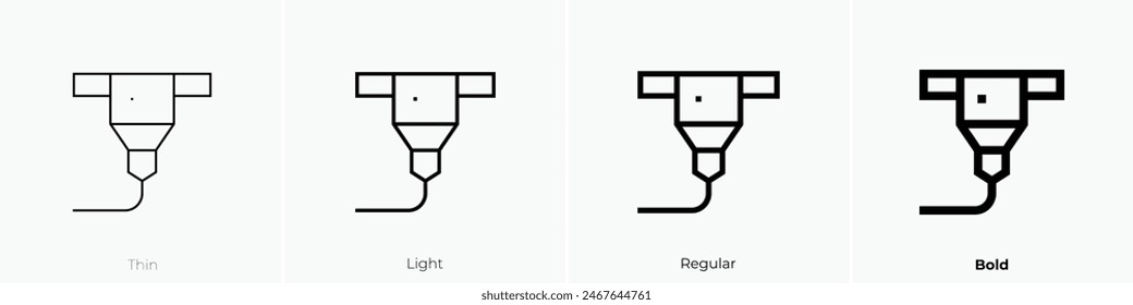 d icono de impresión. Diseño de estilo fino, ligero, regular y audaz aislado sobre fondo blanco