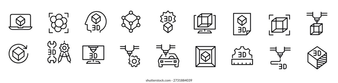 d printing icons vector design 