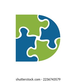 D puzzle 2 logo icon template