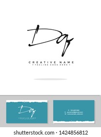 D Q DQ initial logo signature vector. Handwriting concept logo.