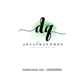 D Q DQ Initial watercolor logo on white background. Logo template vector