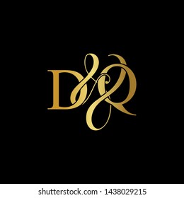 D & Q DQ logo initial vector mark. Initial letter D & Q DQ luxury art vector mark logo, gold color on black background.