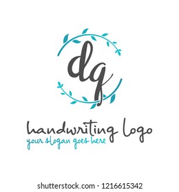 D Q Initial handwriting logo vector
