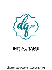 D Q Initial Handwriting Logo Template Vector