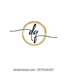 D Q Initial Script Letter Beauty Logo Template