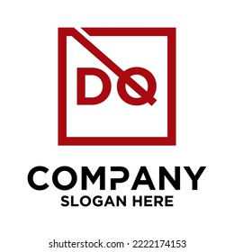 D Q lettering with square design vector template