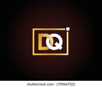 D Q logo, letter creative and monogram icon symbol in golden and white