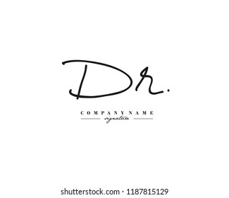 D R DR Signature initial logo template vector