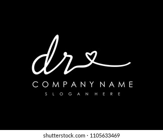 D R Initial handwriting logo vector