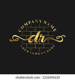 D R Initial handwriting logo vector. Hand lettering for designs.