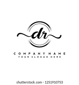 D R Initial handwriting logo vector