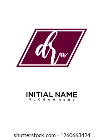 D R Initial Handwriting Logo Template Vector