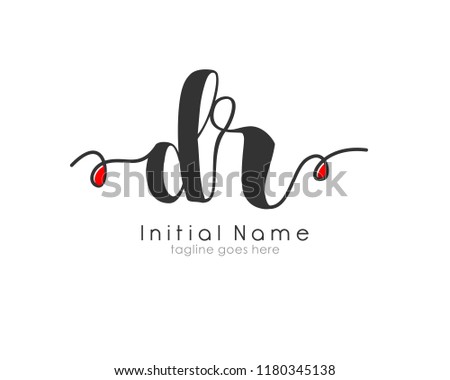 D R Initial handwriting logo vector template