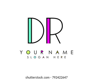 D & R initial minimalist logo template vector