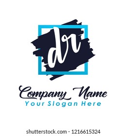 D R initial square logo template vector