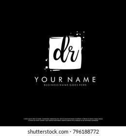 D R initial square logo template vector