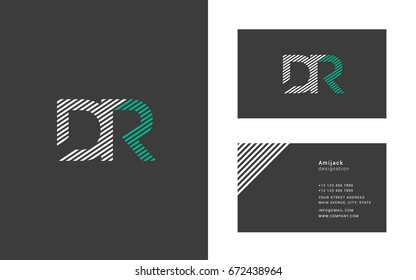 D R joint line letter logo with business card template